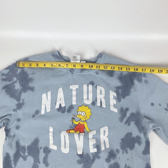 Mad Engine Women's Size XS Lisa Simpson NATURE LOVER Blue Tie Dye Sweatshirt - Picture 9 of 14